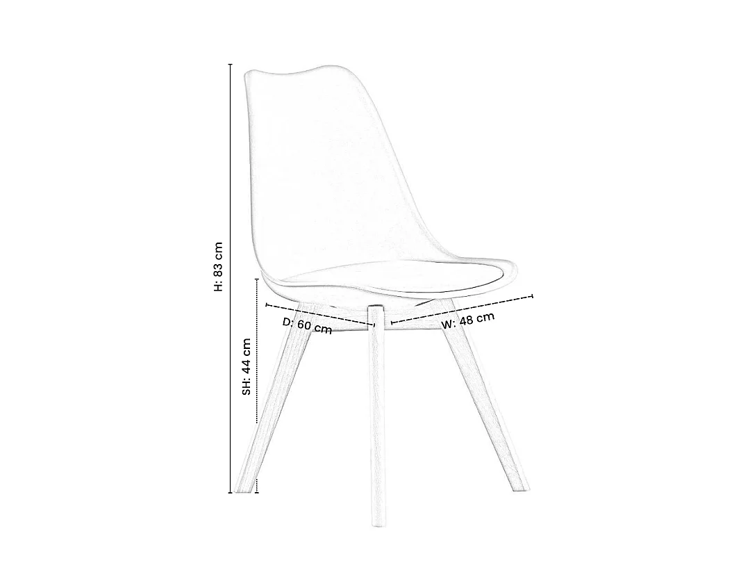Ensemble de 2 chaises de salle à manger Lorenzo avec siège élégant en similicuir et pieds en bois massif - Parfait pour la salle à manger, le salon - Marron