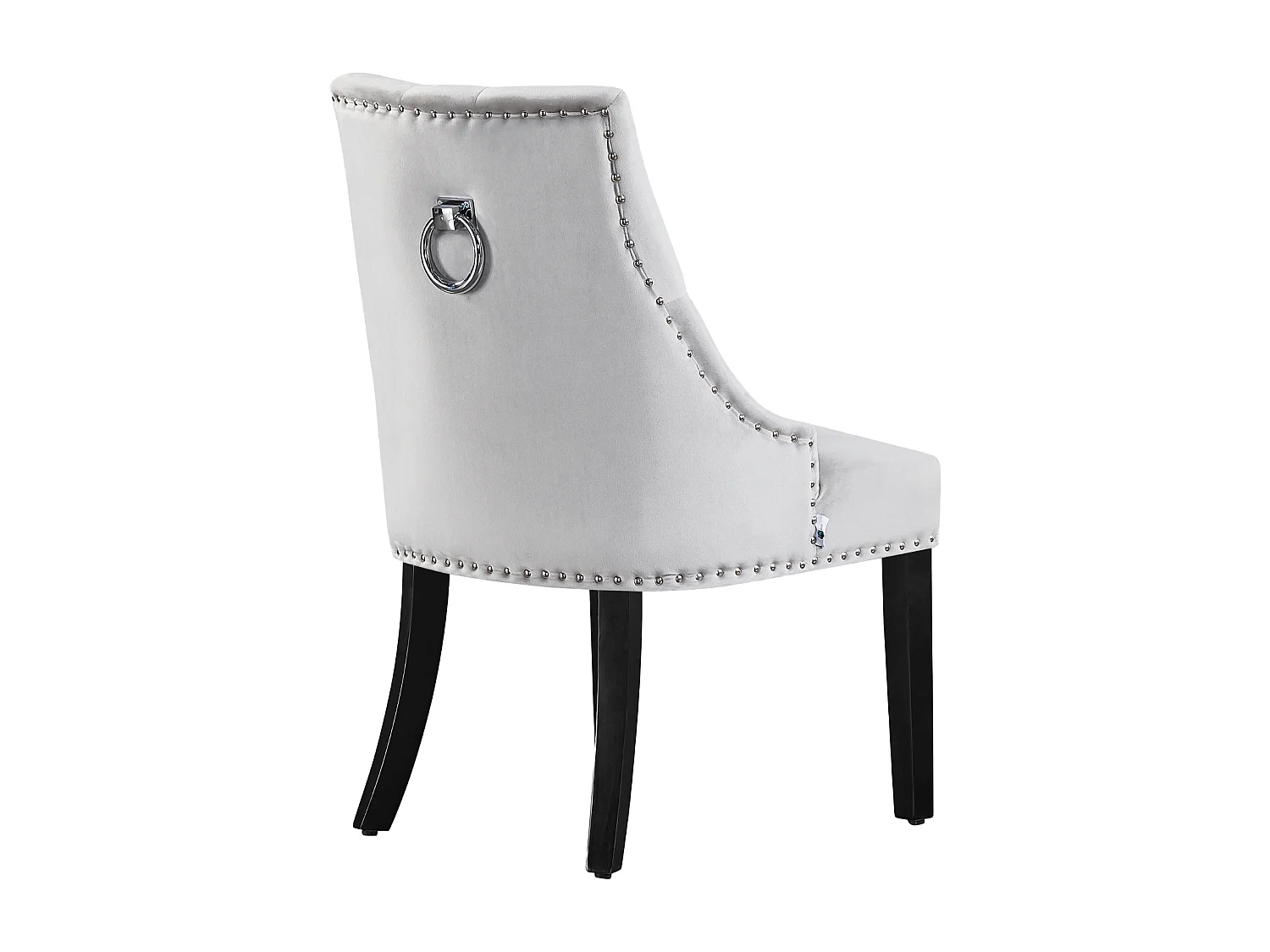 Set mit 6 Windsor-Esszimmerstühlen – Plüsch-Samtpolsterung und stabile Beine aus Massivholz – perfekt für Ihr Esszimmer und Wohnzimmer – Hellgrau