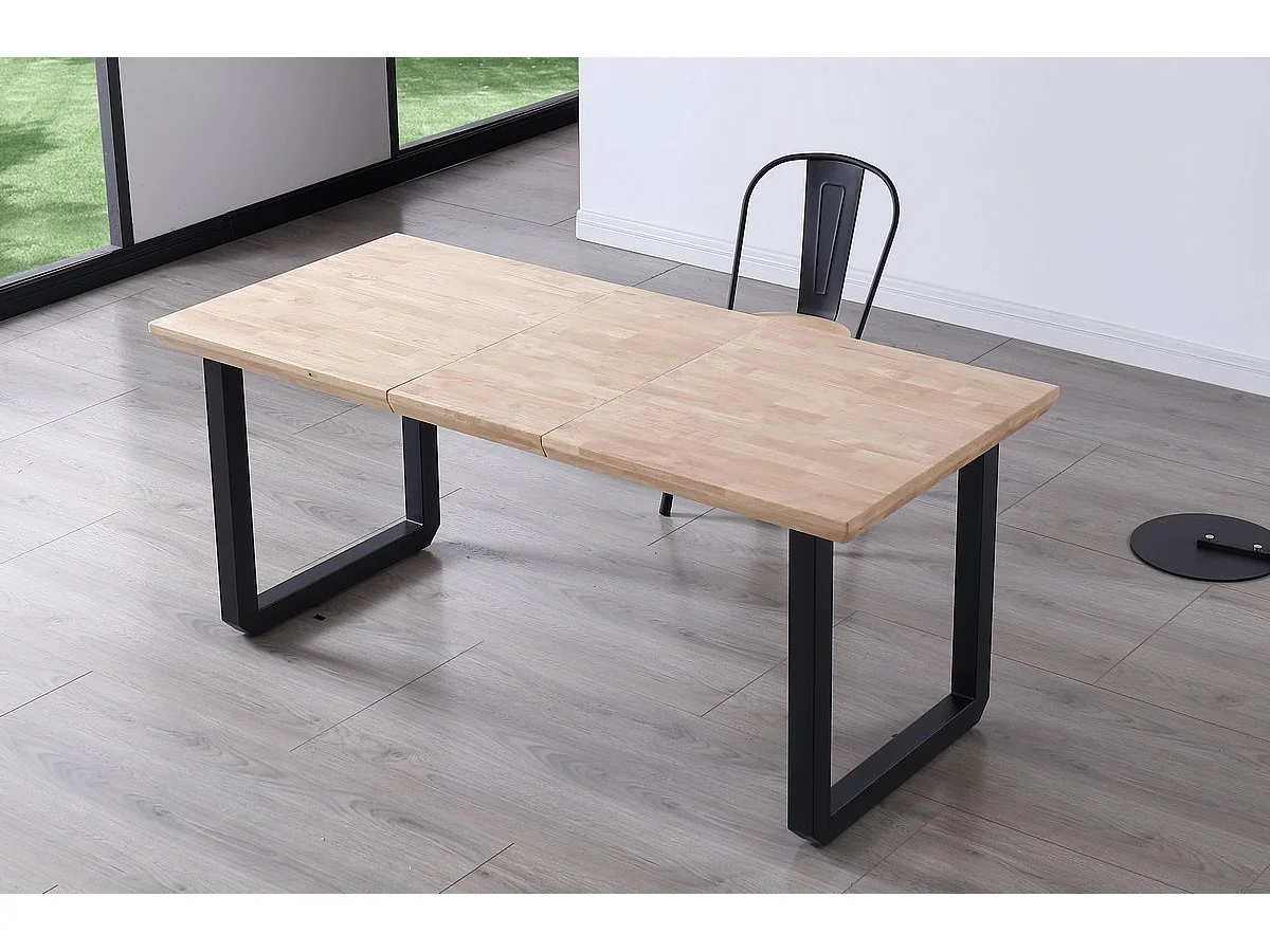 MATIKA - Table extensible en chêne clair et acier L 220