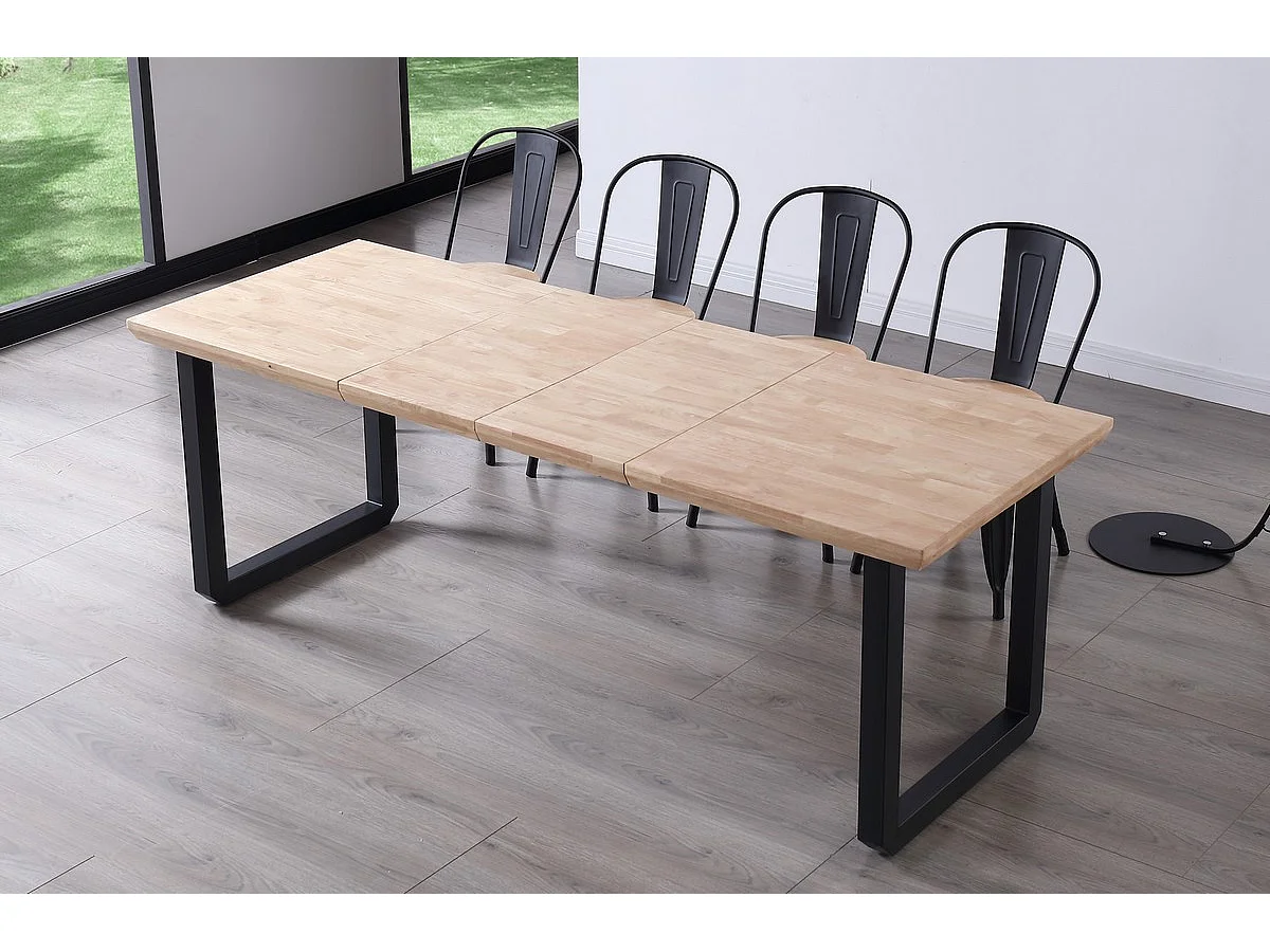 MATIKA - Table extensible en chêne clair et acier L 220