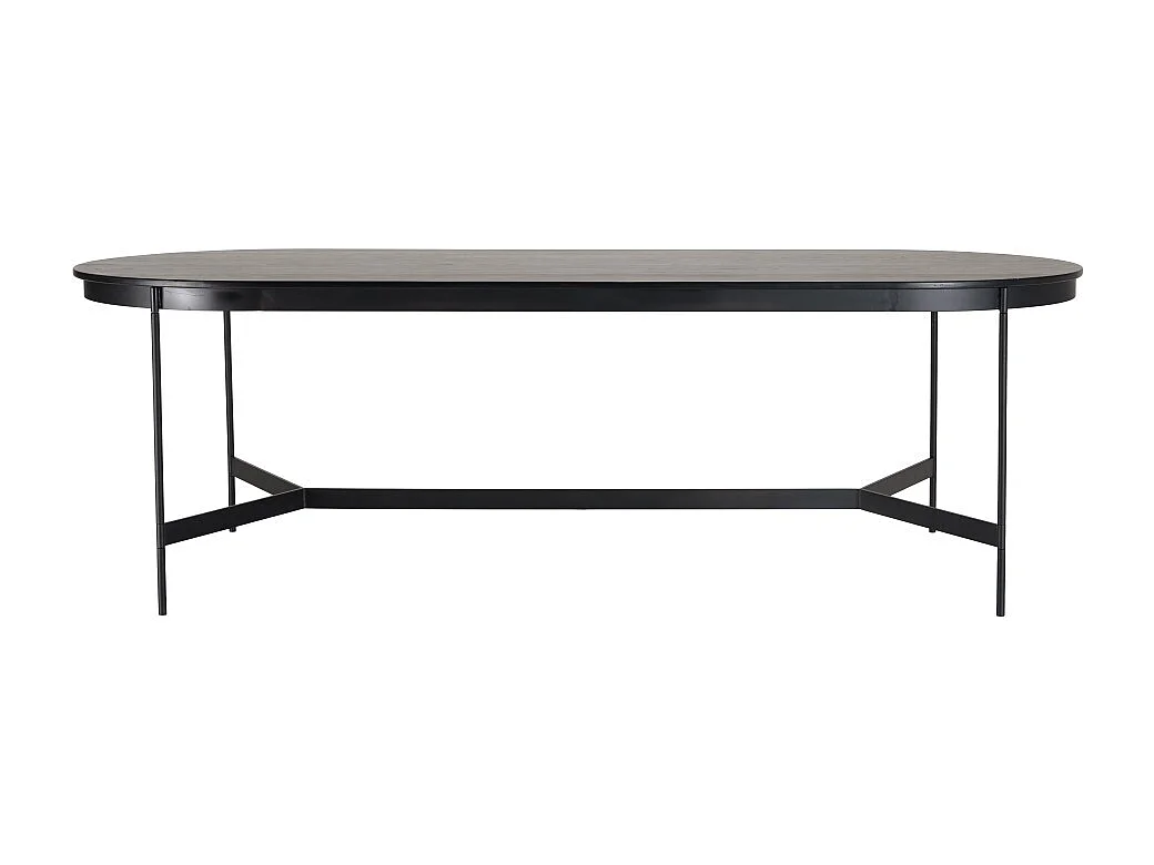 DALY - Table à manger en bois ovale noire 240x104cm piètement métal
