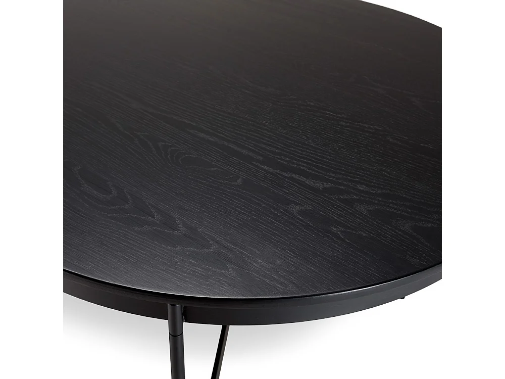 DALY - Table à manger en bois ovale noire 240x104cm piètement métal
