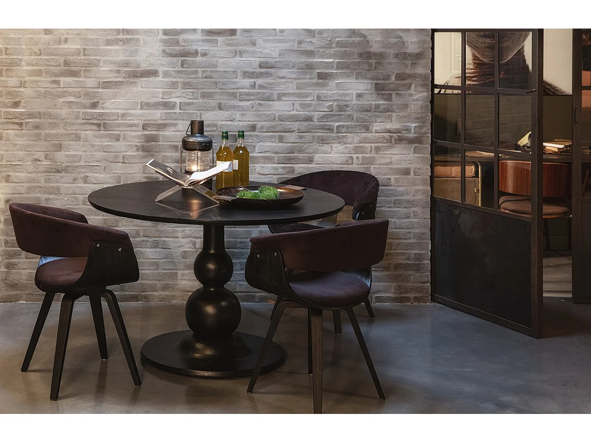 BAROC - Table de repas ronde en bois de manguier D120