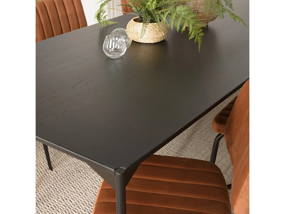 DALY - Table à manger rect. 220x100cm bois piètement métal noire