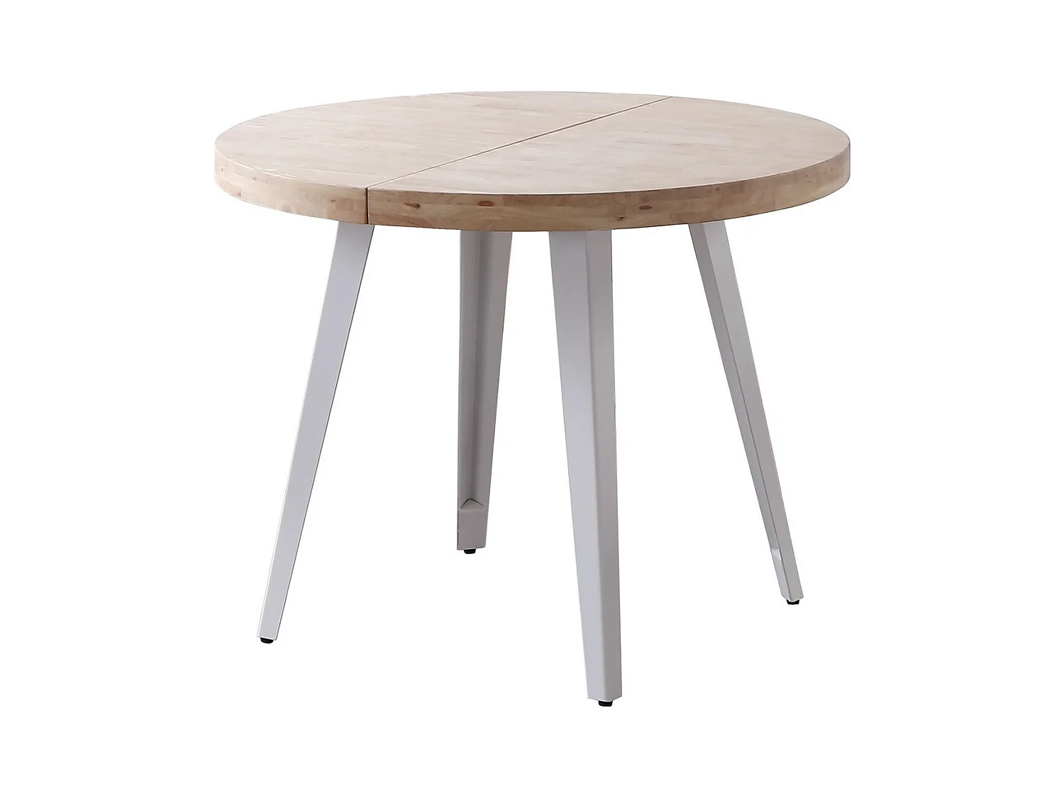 MATIKA - Table extensible en bois de chêne et acier blanc