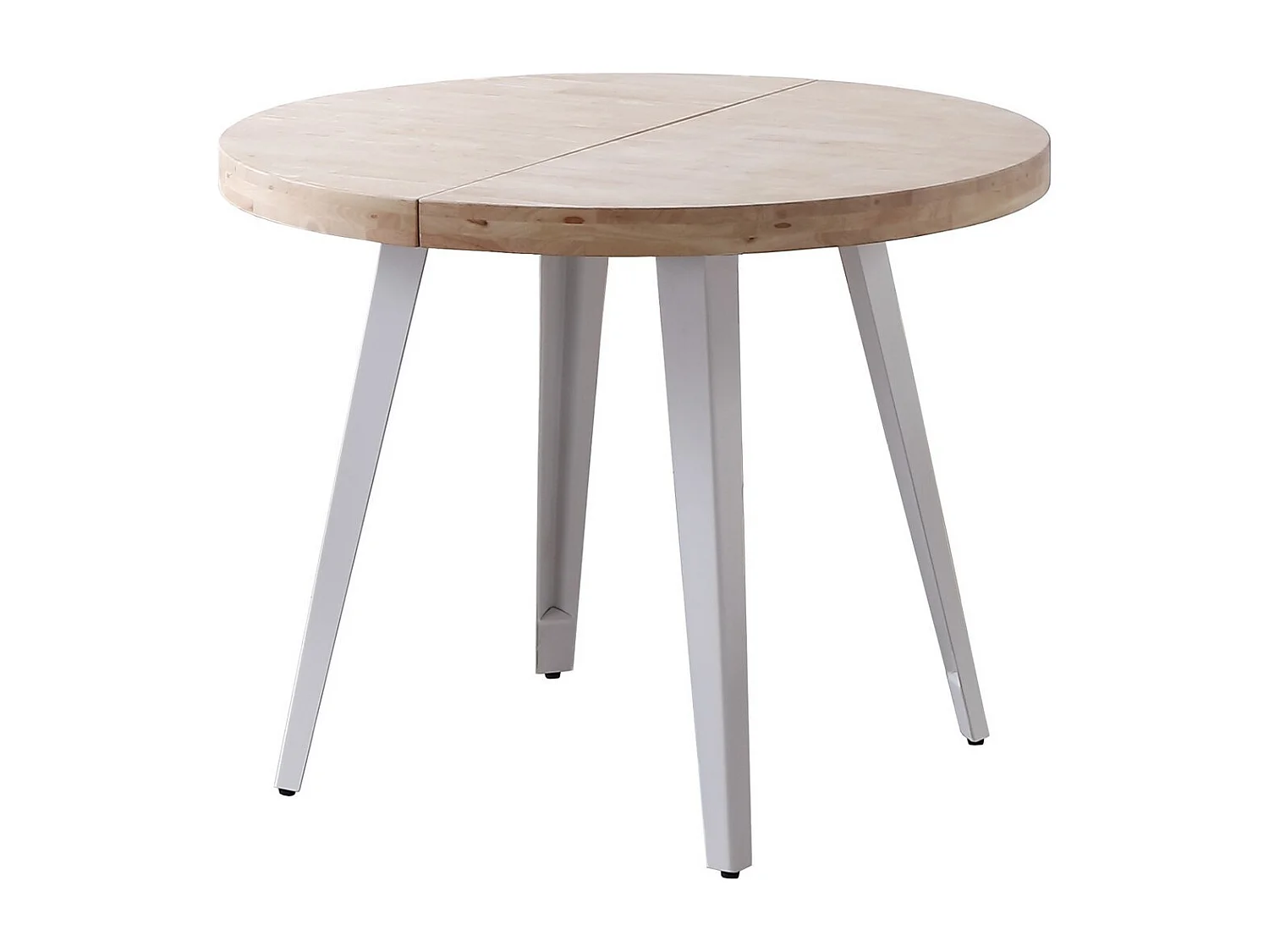 MATIKA - Table extensible en bois de chêne et acier blanc