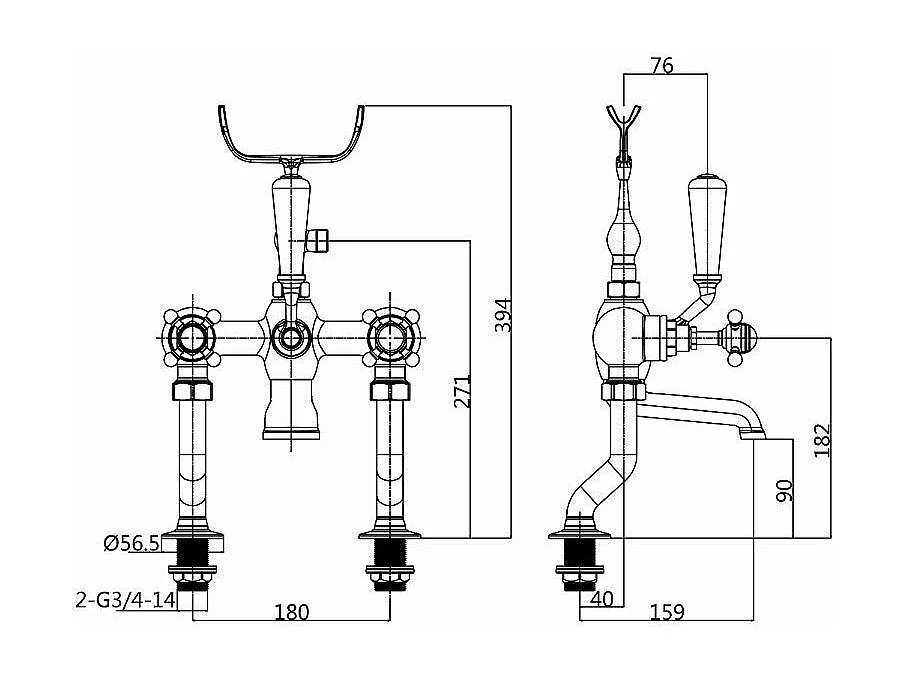 Robinet mélangeur baignoire rétro sur plage CANTERBURY