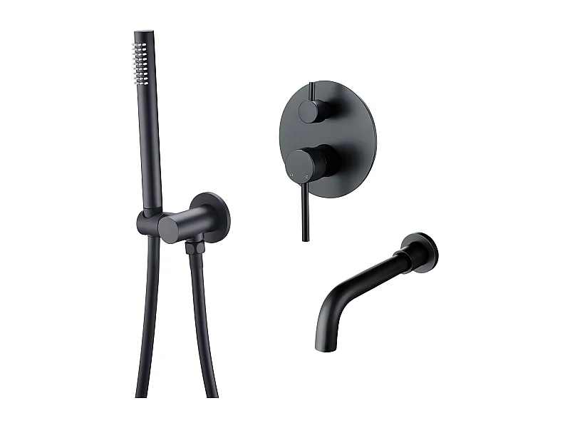 Grifo monomando NEGRO empotrado pared CARLOW para bañera exenta