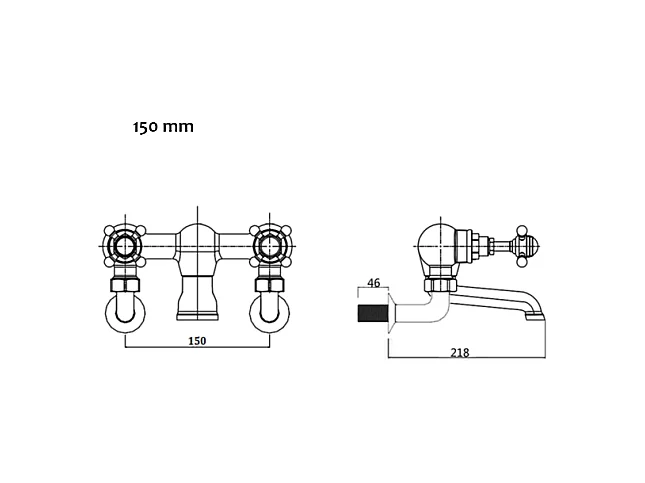 Robinet mélangeur baignoire rétro mural CANTERBURY