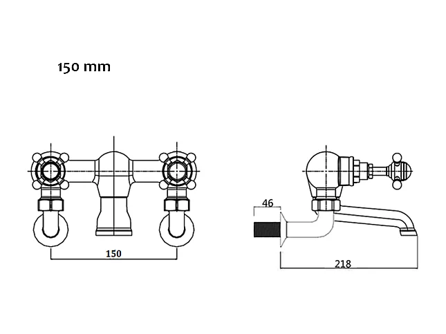 Robinet mélangeur baignoire rétro mural CANTERBURY