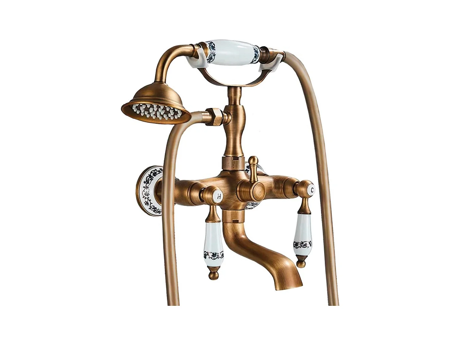 Robinet mélangeur mural rétro pour baignoire FLORINA or ancien