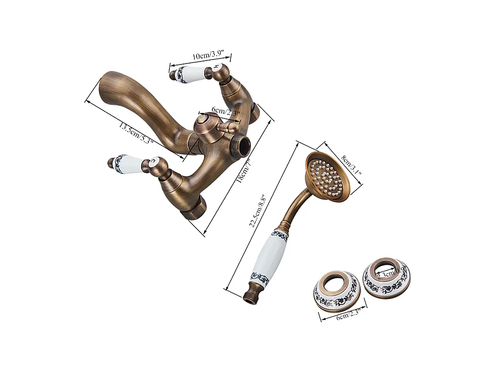 Robinet mélangeur mural rétro pour baignoire FLORINA or ancien