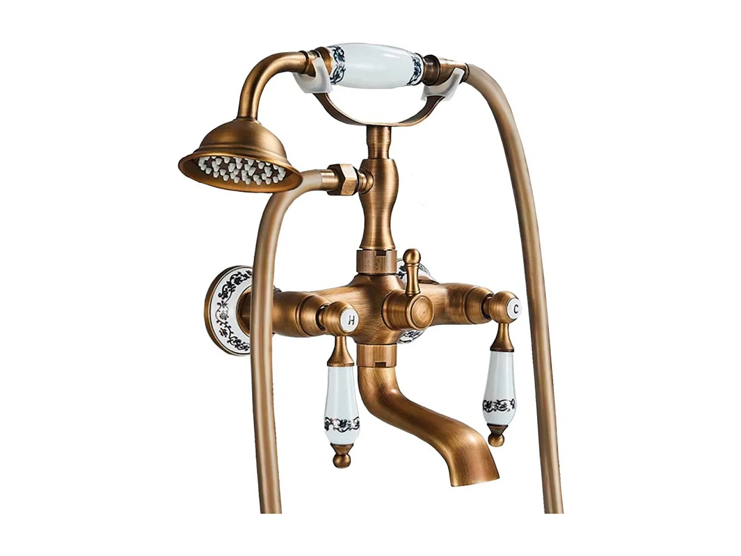 Grifo bañera retro FLORINA dorado envejecido