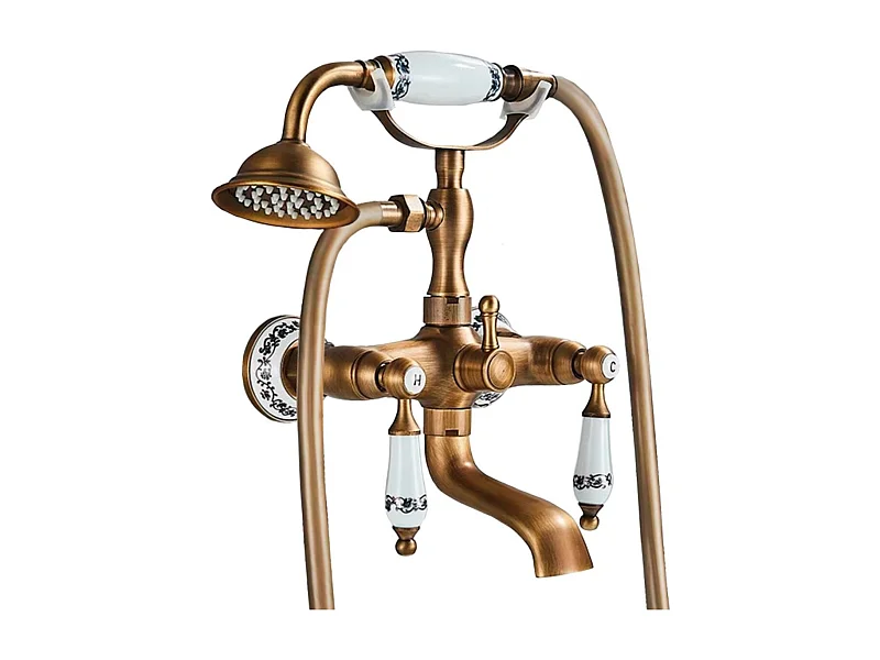 Retro-Zweigriff-Wandarmatur FLORINA altgold