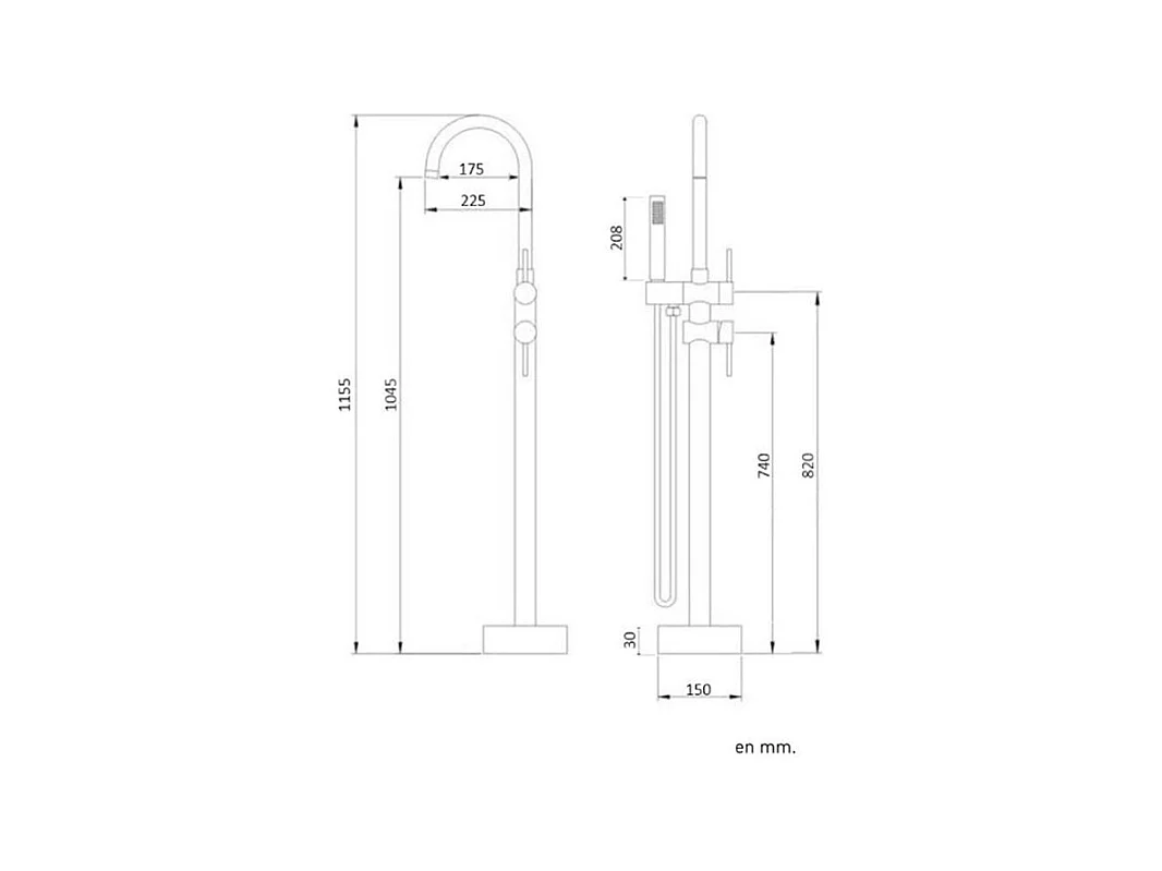Robinet mitigeur baindouche sur pied CALGARY or brossé