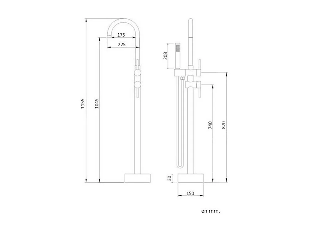 Robinet mitigeur baindouche sur pied CALGARY or brossé