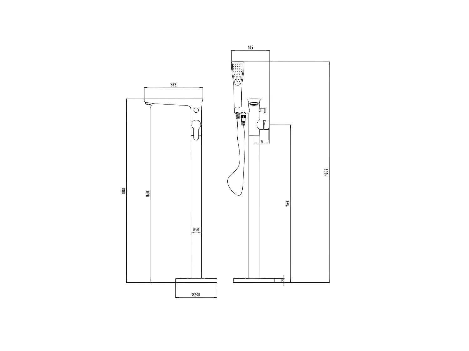 Robinet mitigeur baignoire sur pied KIATO
