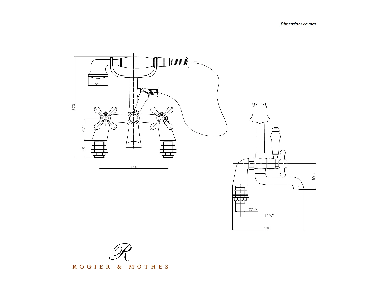 Mescolatore retrò su colonne a pavimento VICTORIA