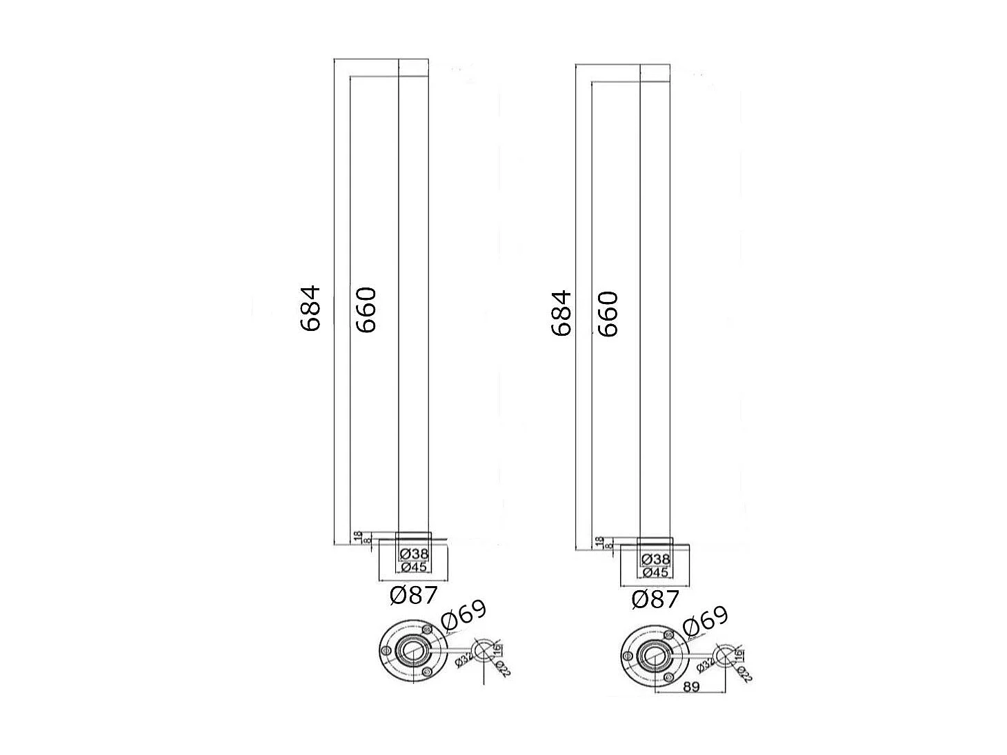 Mescolatore retrò su colonne a pavimento VICTORIA