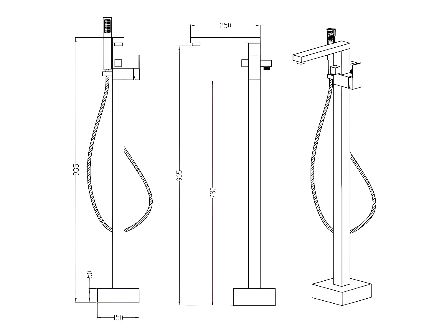 Robinet mitigeur baignoire sur pied MENTO noir mat