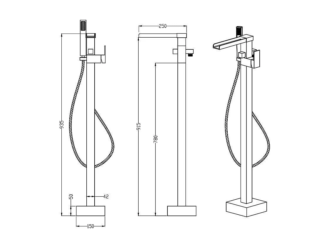 Robinet mitigeur baignoire cascade TANO sur pied