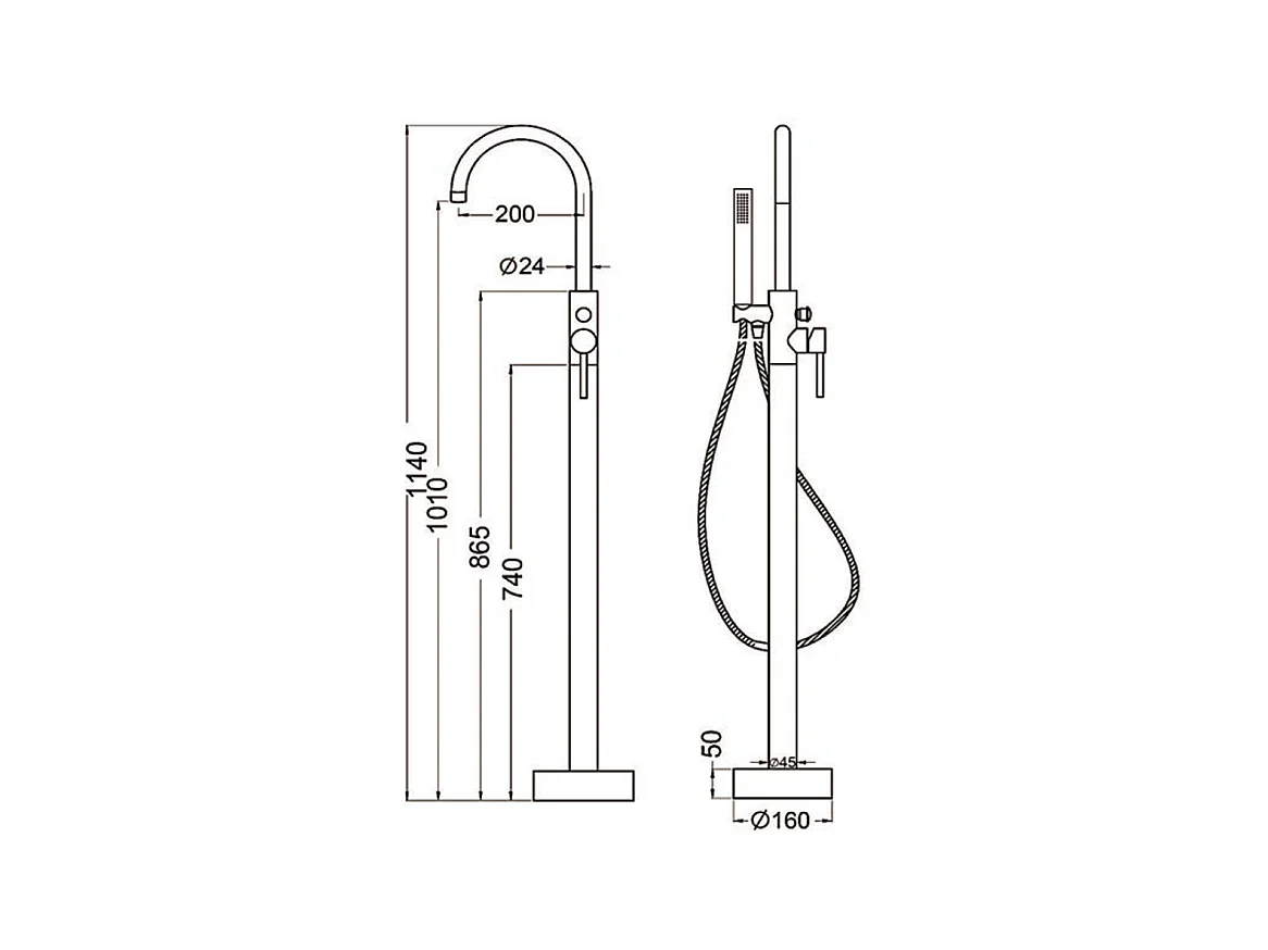 Grifo monomando sobre SUELO bañera/ducha DEBRIO dorado