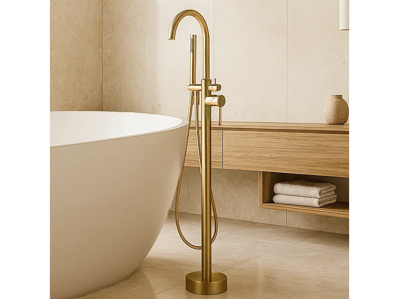 Grifo monomando sobre SUELO bañera/ducha DEBRIO dorado