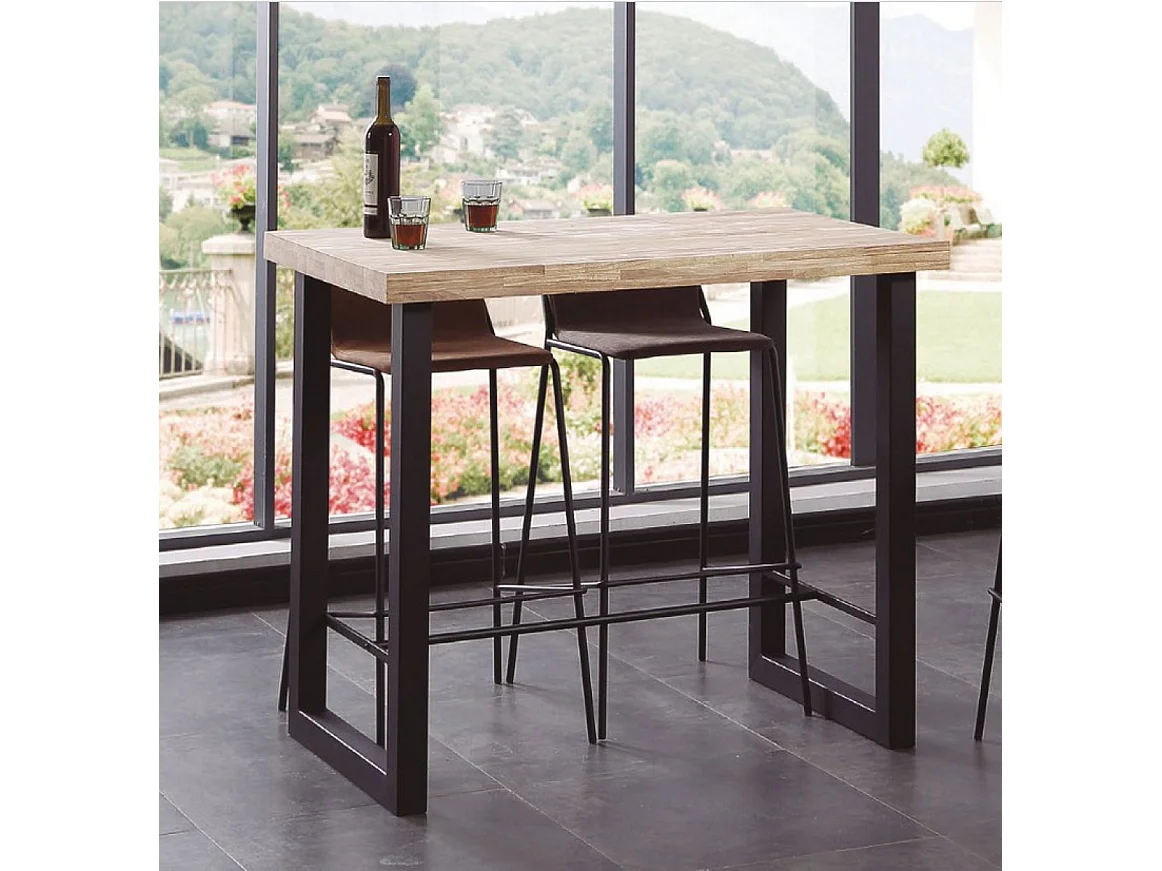 BODEGA - Table haute chêne naturel/acier