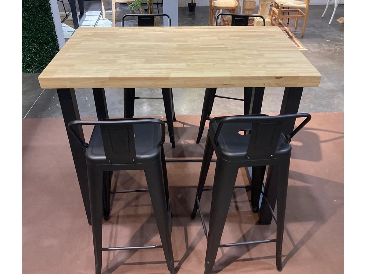 BODEGA - Table haute chêne naturel/acier