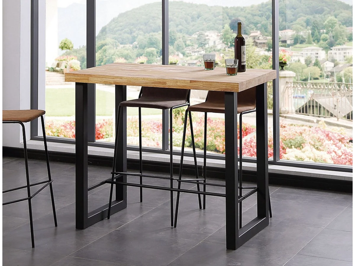 BODEGA - Table haute chêne naturel/acier