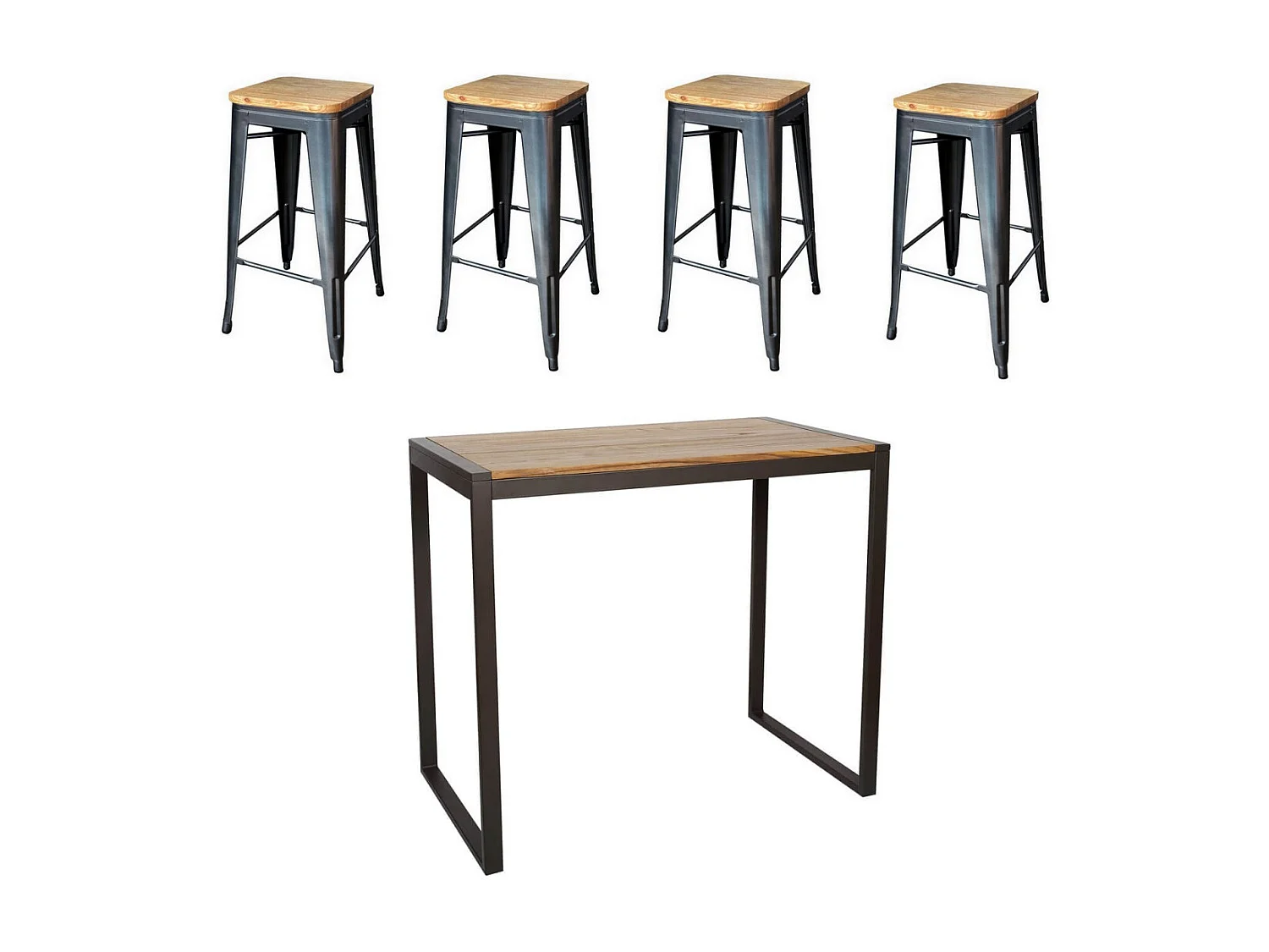 NEVADA - Ensemble haut en bois clair et acier industriel