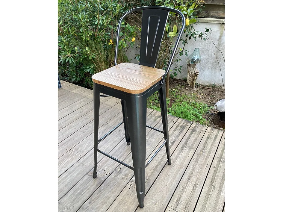 NEVADA - Ensemble haut bois clair 180 cm avec 6 chaises de bar