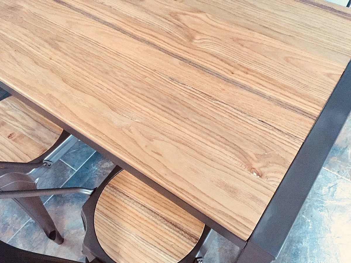 NEVADA - Ensemble haut bois clair 180 cm avec 6 chaises de bar