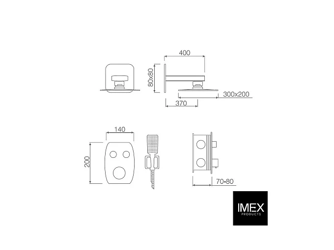 Kit de douche thermostatique encastré HIDRA noir mat