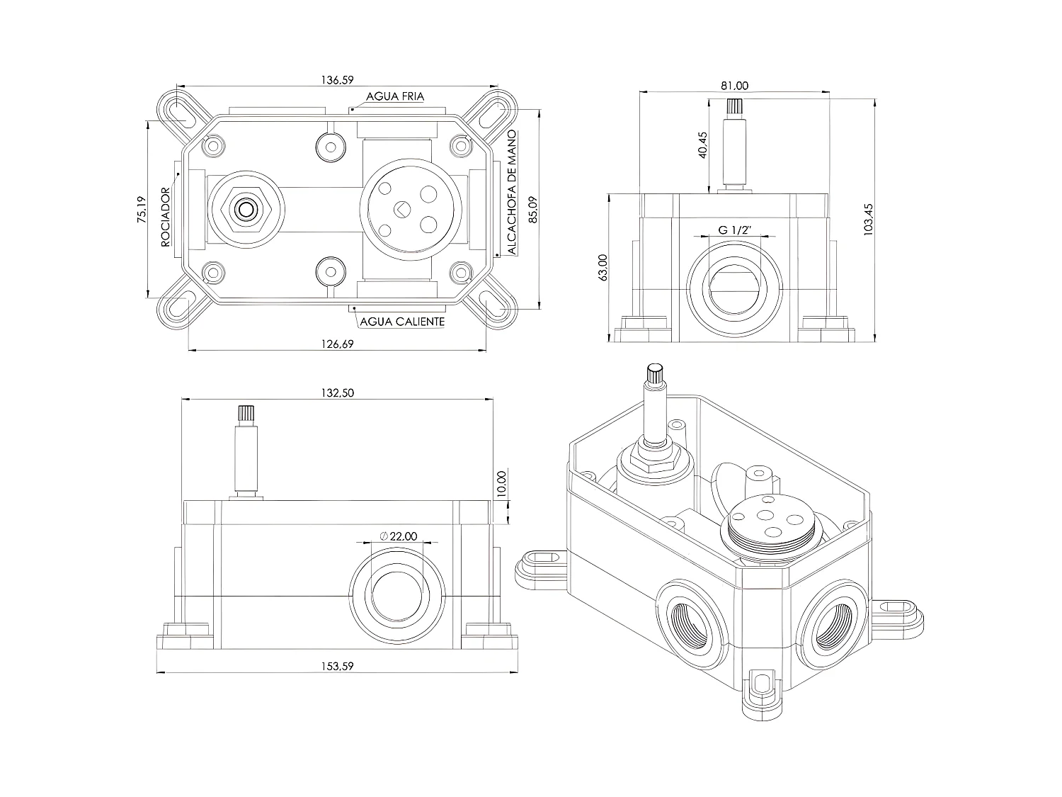 Conjunto de ducha empotrada monomando SLIGO cromado  Ø 20cm
