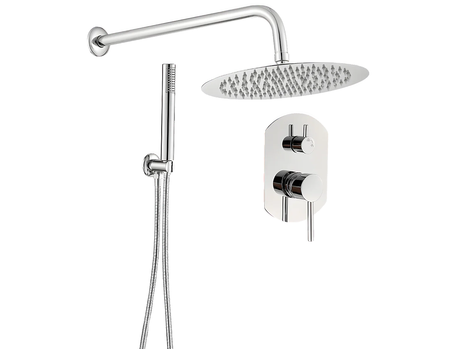 Conjunto de ducha empotrada monomando redonda NALA cromada  Ø 20cm Cromado