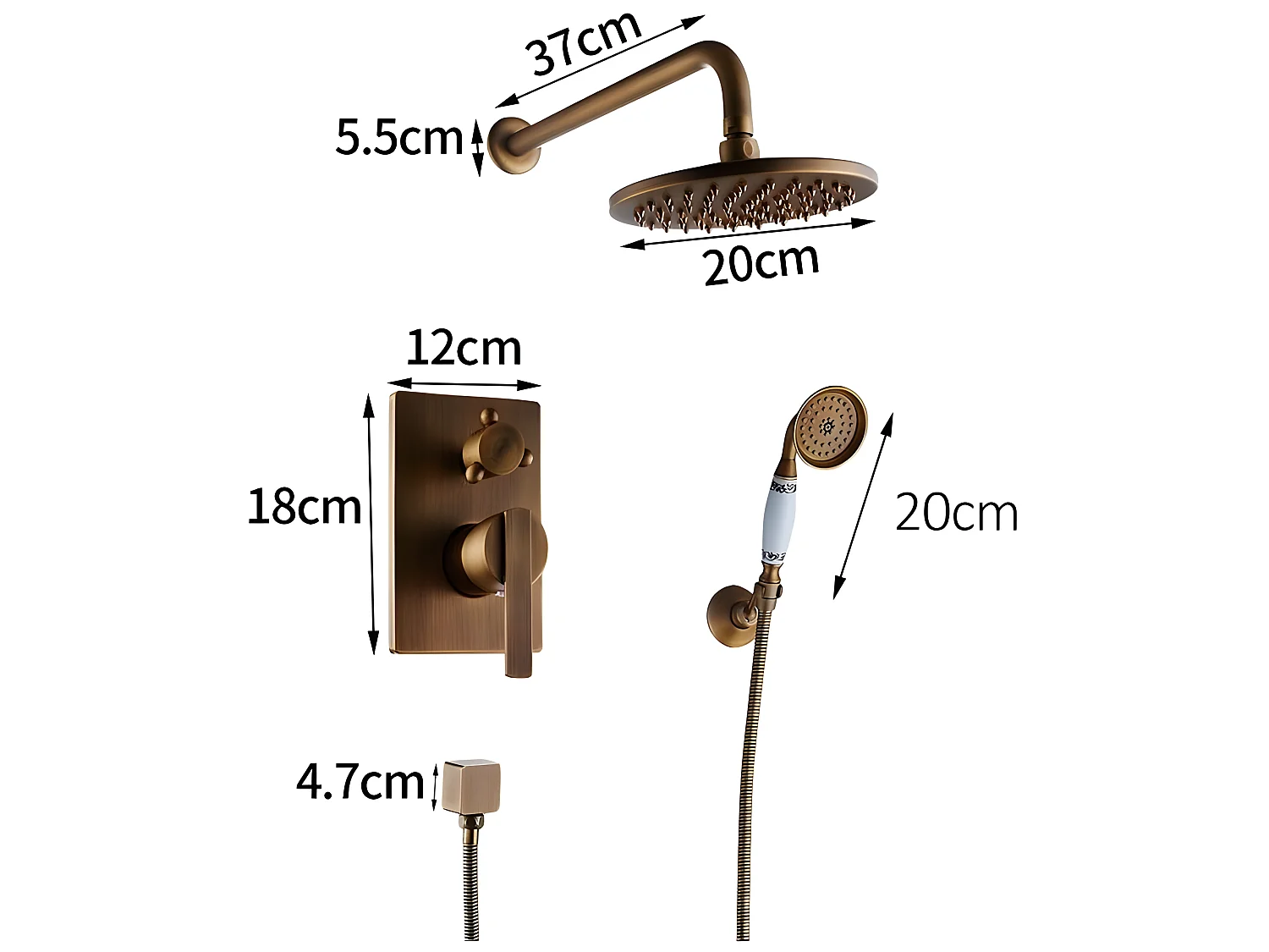 Kit de douche à encastrer rétro FLORINA noir