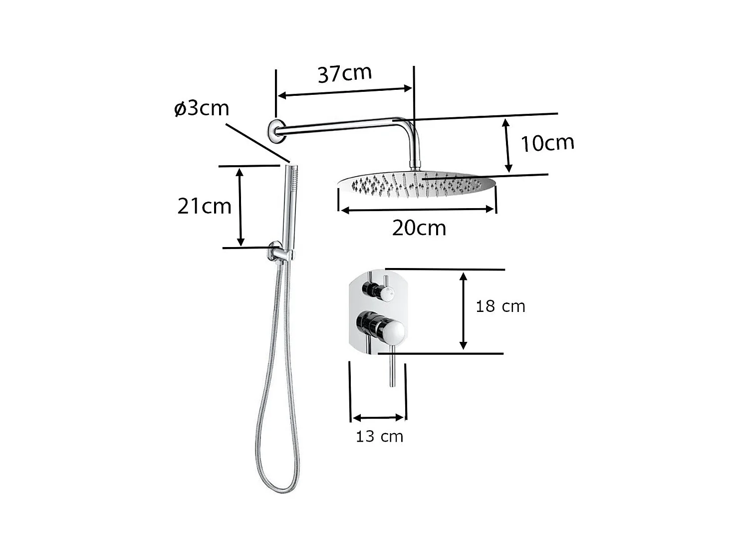 Kit de douche à encastrer NALA or brossé