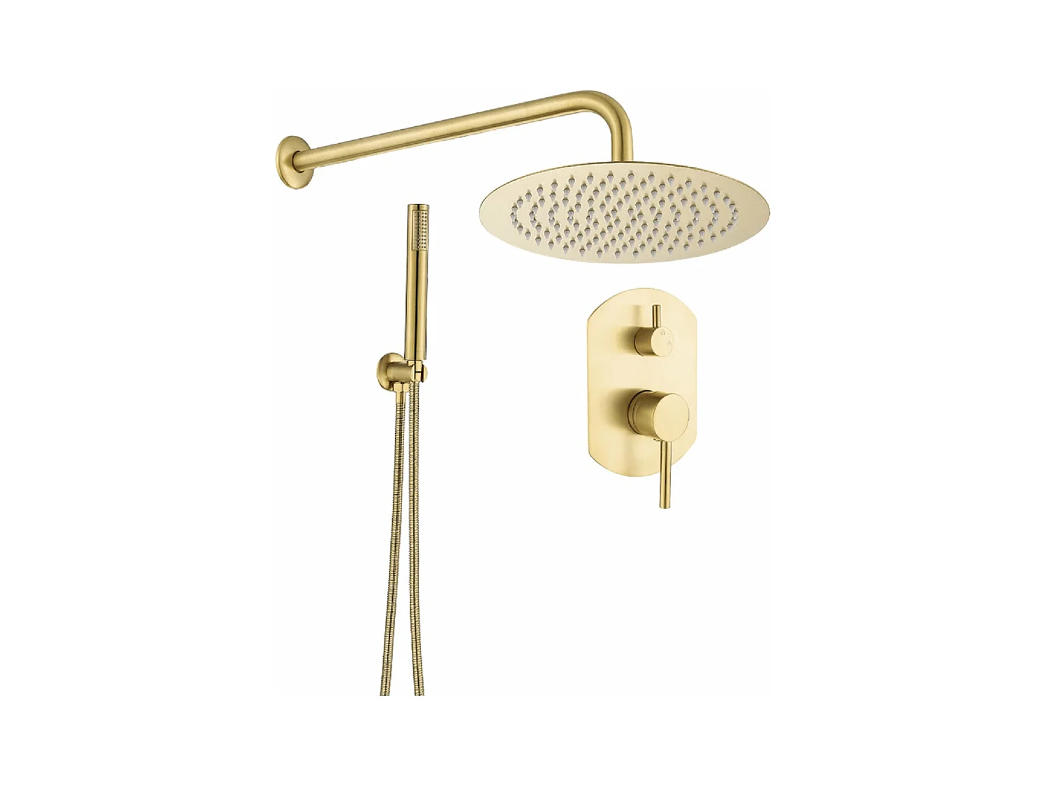 Conjunto de ducha empotrada monomando redonda NALA oro cepillado  Ø 20cm Dorado