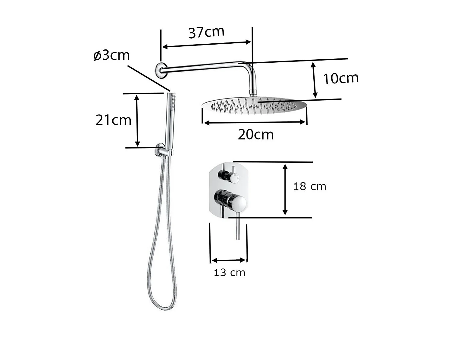 Conjunto de ducha empotrada monomando redonda NALA oro cepillado  Ø 20cm Dorado
