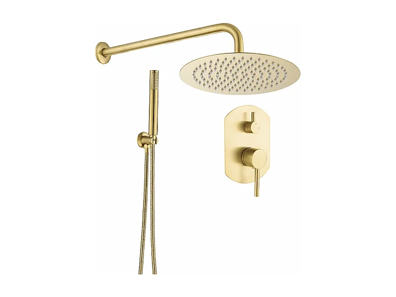 Conjunto de ducha empotrada monomando redonda NALA oro cepillado  Ø 20cm Dorado