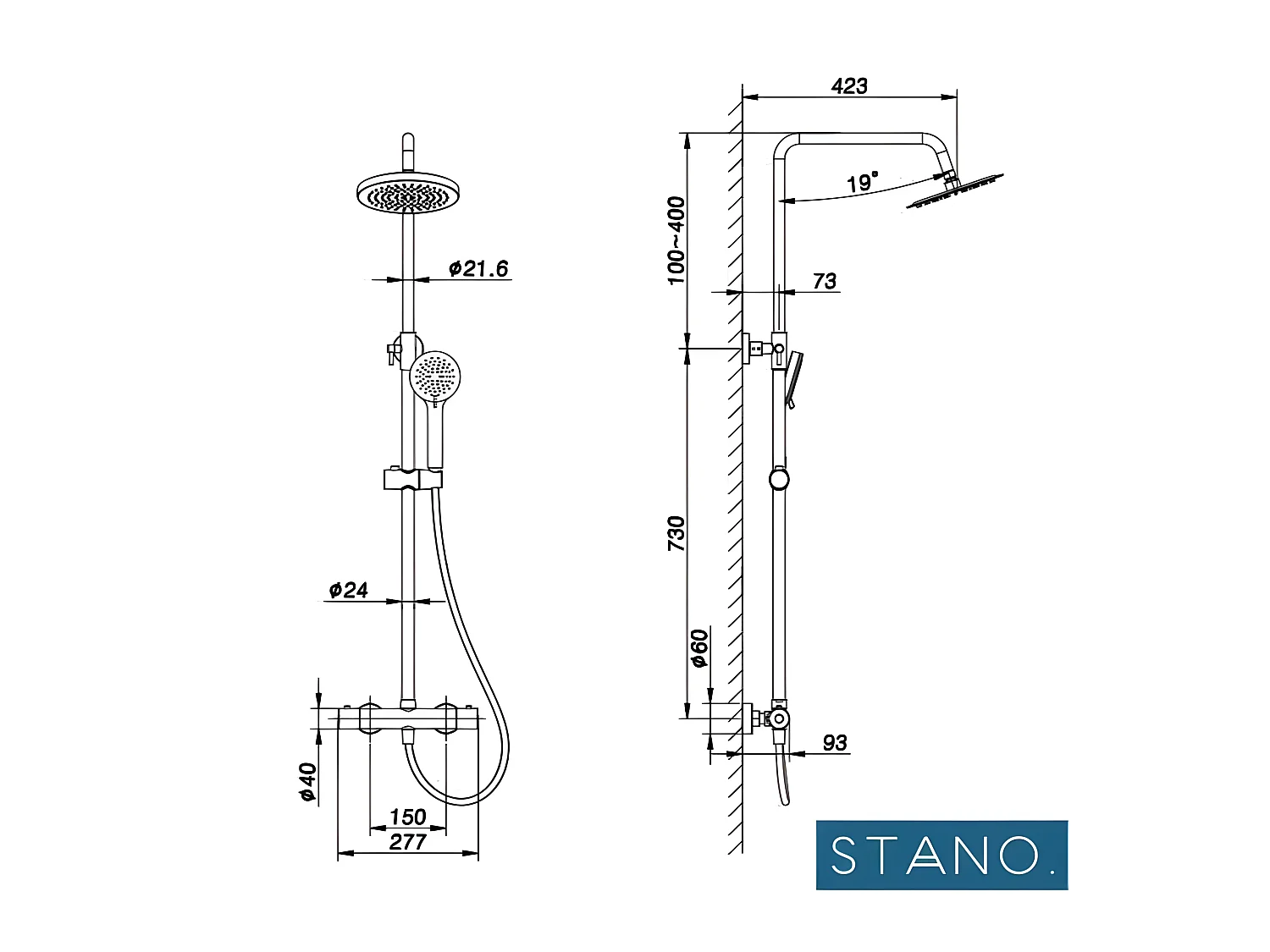 Colonne de douche thermostatique PONTI