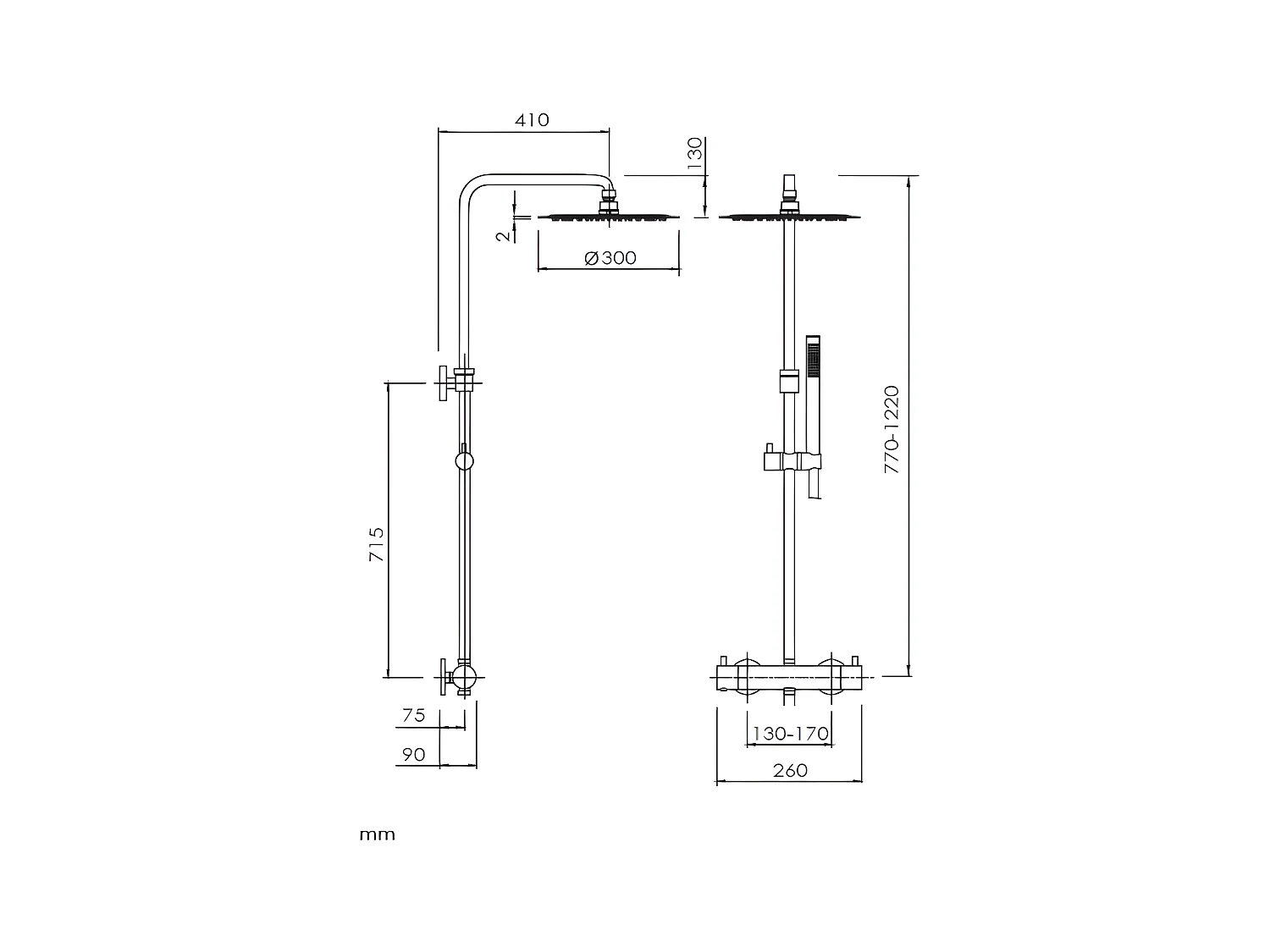 Columna de ducha termostática LOOP 6 colores