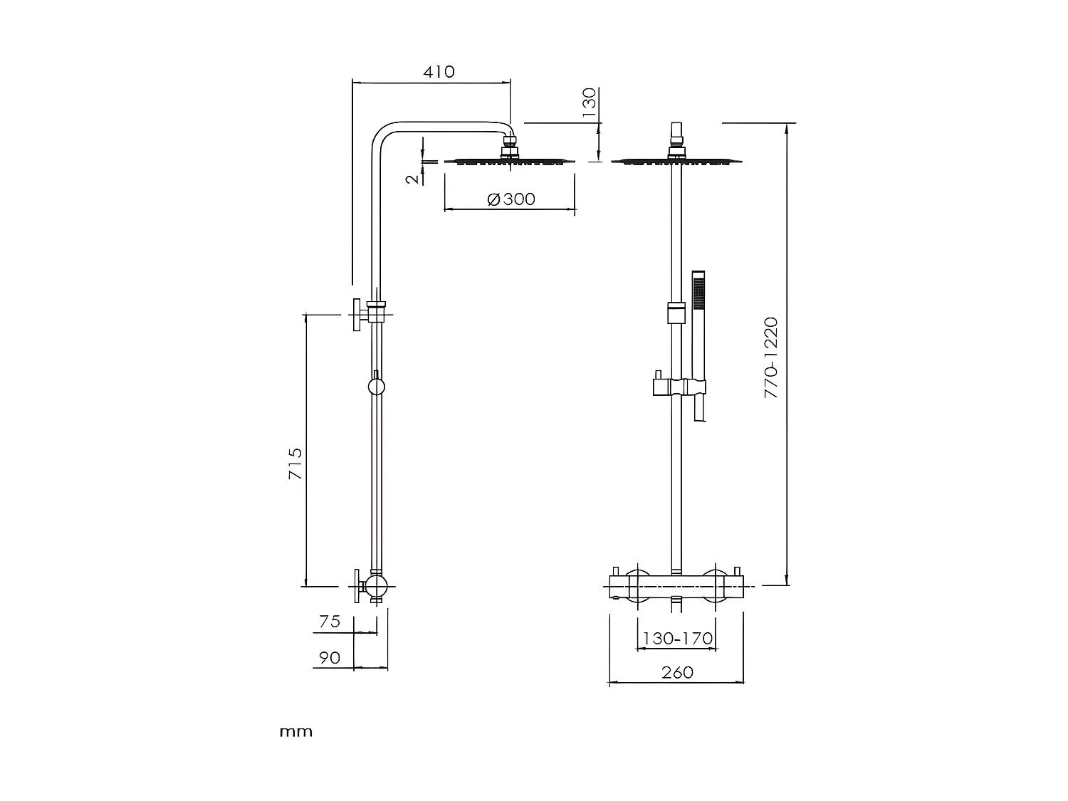 Colonne de douche thermostatique LOOP  Chrome
