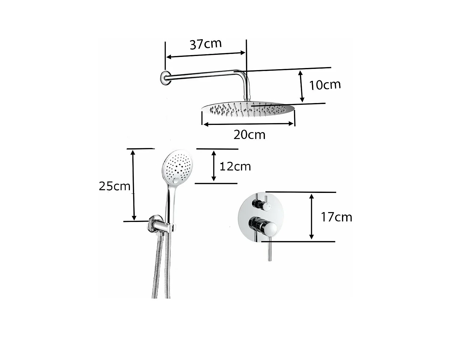 Kit de douche à encastrer LENA noir mat