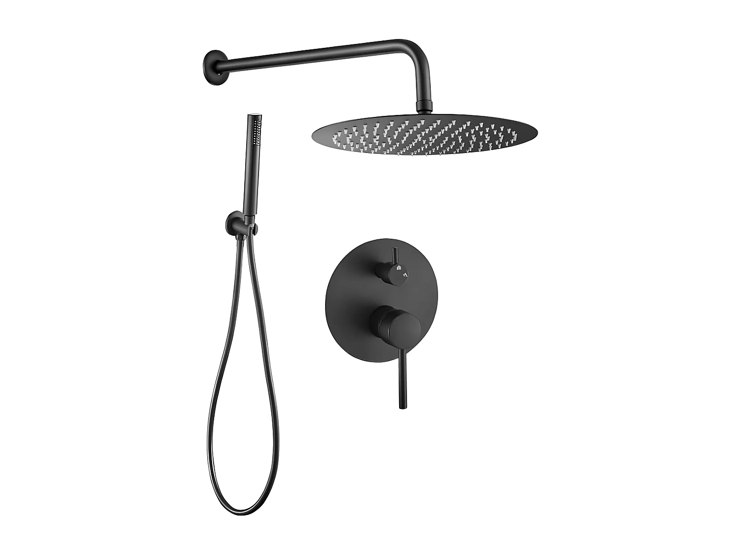 Conjunto de ducha empotrada pared monomando SLIGO negro mate  20 cm x 20 cm