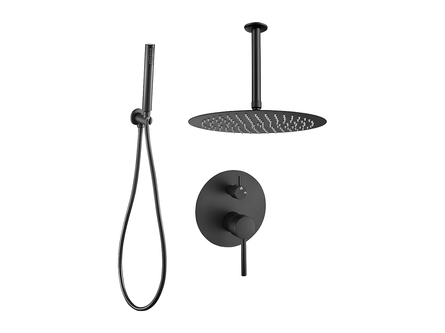 Conjunto de ducha empotrada techo monomando SLIGO negro mate  Ø 20cm
