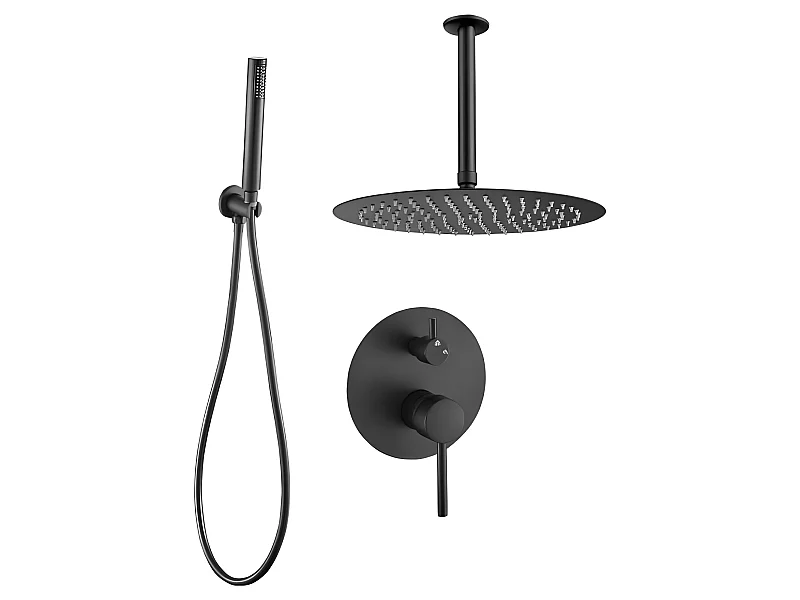 Conjunto de ducha empotrada techo monomando SLIGO negro mate  Ø 20cm