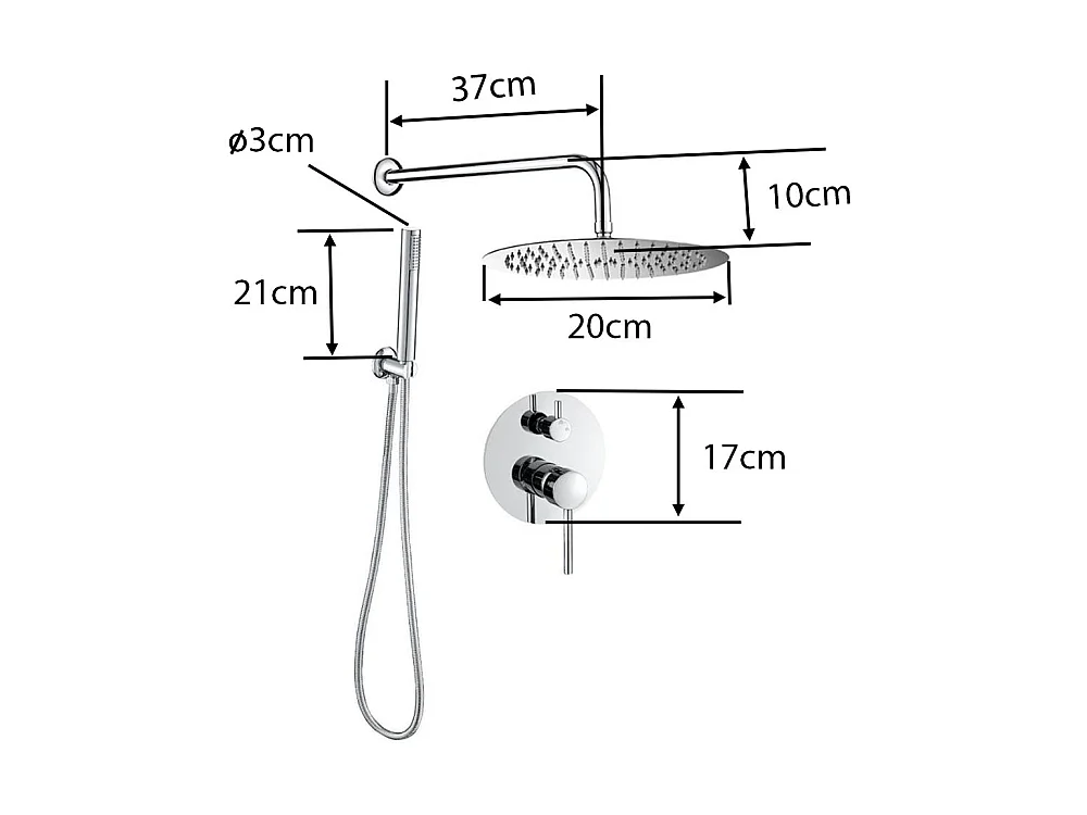 Kit de douche à encastrer TIKO or brossé