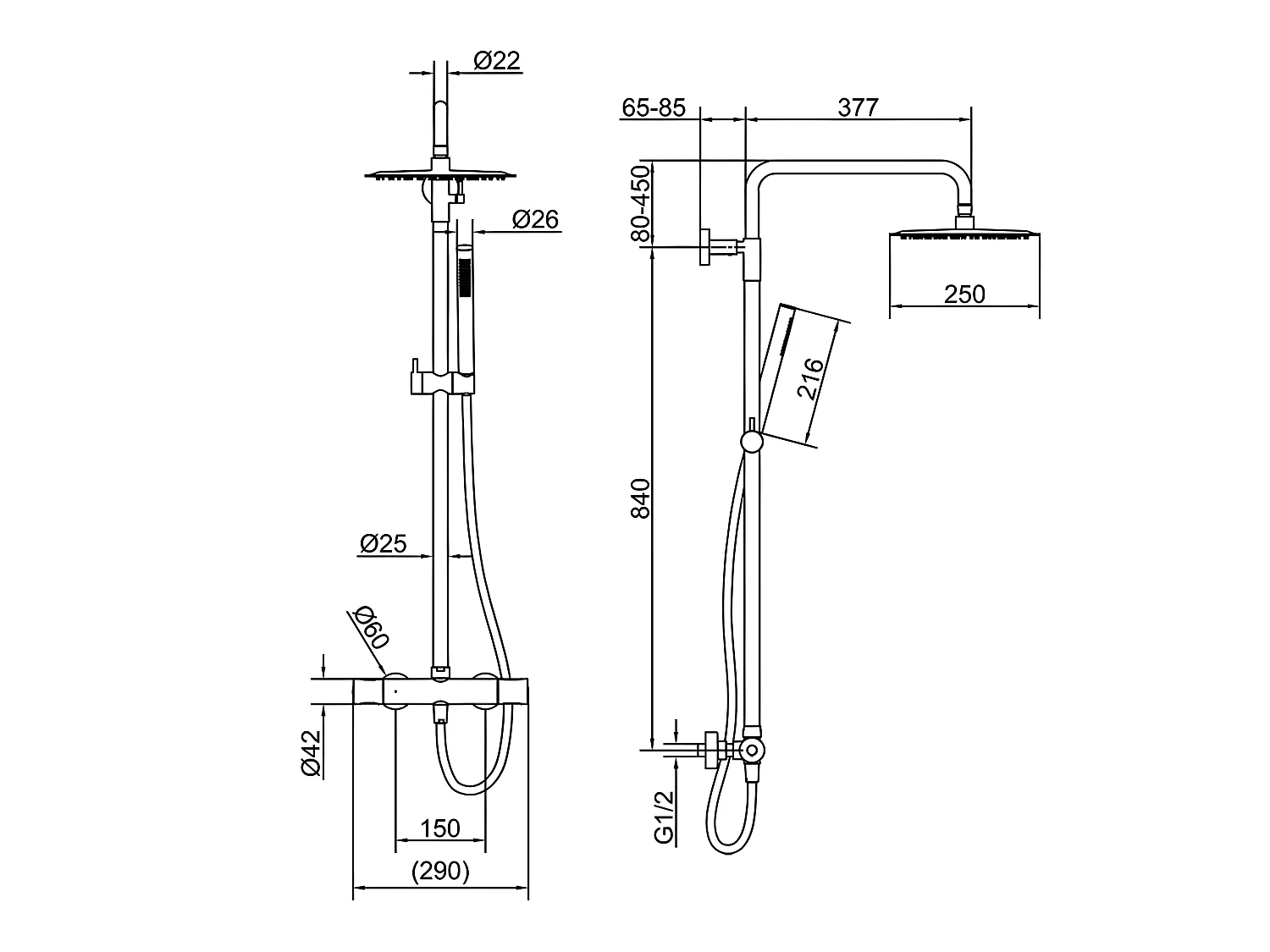 Columna de ducha termostática MANDA oro cepillado Dorado